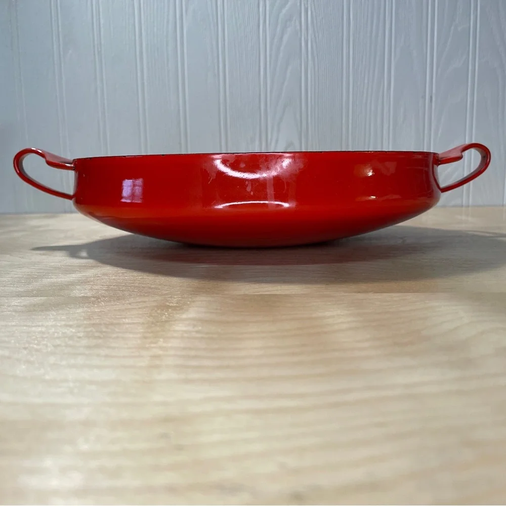 Vintage Mid-Century Modern Dansk Kobenstyle Enameled Cherry Red Paella Pan